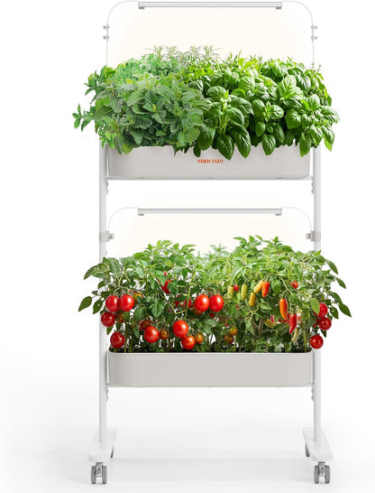 SUNCOZE 2-Tier Hydroponics Growing System Kit with 24 Pods – Full Spectrum Grow Lights, Hydroponic System equipped with smart controller, Indoor Herb Garden Kit for Vegetables, Herbs, Fruits & Flowers