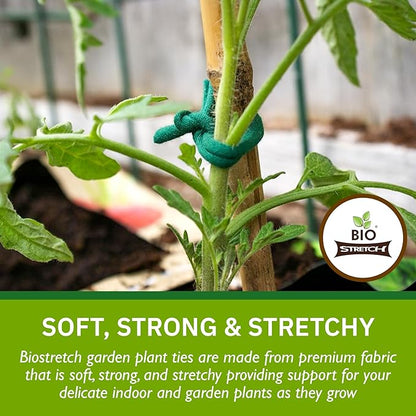 Soft Garden Plant Ties for Indoor & Outdoor Plants - Strong & Stretchy Cut-to-Length Plant Tape for Climbing Plants, Tomato Vines & Home Gardening (130 ft / 40M)