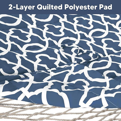 SUNCREAT Double Portable Hammock with Stand Included, 475 lbs Capactiy, Extra Large Two Person Hammock, Blue Pattern