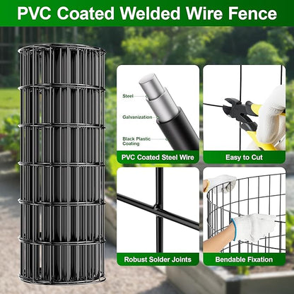 AMAGABELI GARDEN & HOME 24in(H)×50ft(L) Black Adaptive Bending Annealing Wire Mesh Welded Wire Fence for Outdoor Yard Greenhouse Plant Protection Poultry Netting