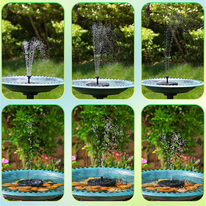 AMZtime Solar Water Fountain, Upgraded Solar Bird Bath Fountains with 6 Nozzles, Free Standing Floating Solar Powered Water Fountain Pump for Bird Bath, Garden, Pond, Pool and Outdoor