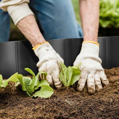 Mars Villa Landscape Edging Border 10FT, Interlocking Landscape Edging 5.9in Flowerbed Border Edging Plastic Flexible Flower Bed Lawn Edging for Outdoor Pathway, with Stakes（Black, 8PCS）