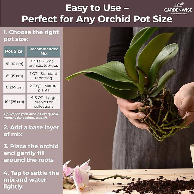 Orchid Potting Mix – Orchid Bark, Sphagnum Moss, Tree Fern & Perlite for Repotting Phalaenopsis Orchids, Indoor Plants, Orchid Soil Medium – Sustrato para Orquídeas (2 Quart)