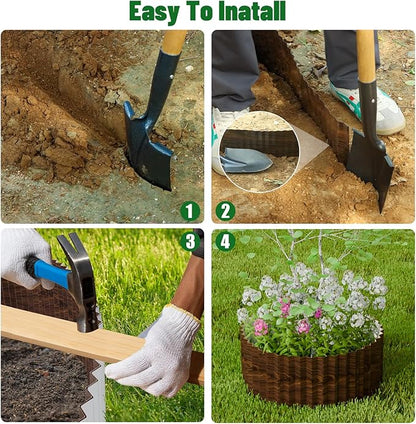 SnugNiture 3 Rolls Corrugated Metal Garden Edging,8" x 20' Landscape Edging Border,Sturdy Metal Lawn Edging for Landscaping, Garden,Flower Bed and Yard(Total 60 Ft)