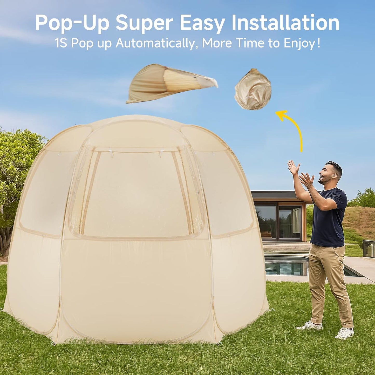Alvantor Screen House Gazebo, 6-10-15 Person Pop Up Igloo Screened Canopy Tent with Mosquito Netting Sides, Instant UV Resistant Sun Shelter for Garden, Patio, Backyard