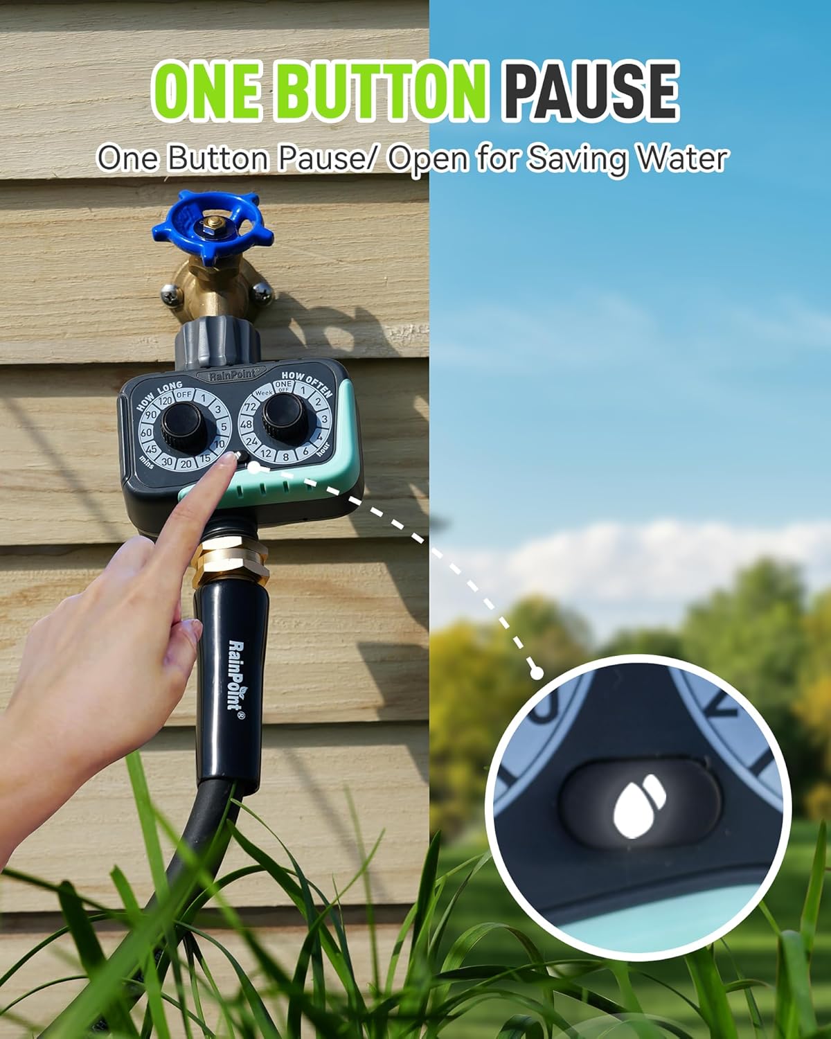RAINPOINT Sprinkler Timer, 2 Dial Garden Hose Water Timer Automatic Programmable, Weatherproof for Lawn, Plants & Drip Irrigation