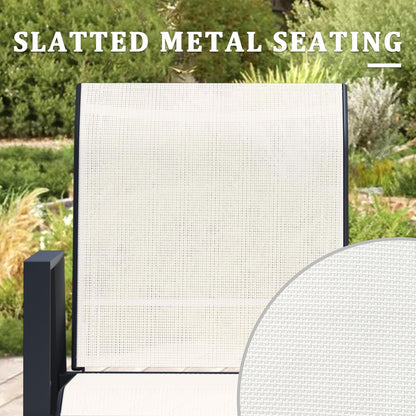 Outdoor Patio Chairs Set of 2, Oyster Beige Stackable Outdoor Chairs, Lightweight Patio Set with High Back, Metal Dining Chair for Lawn, Garden, Yard and Deck
