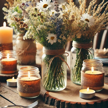 Vintage Glass Flower Vase，6 Pack FarmhouseTransparent White Glass Centerpiece Vases Mason Jars for Weddings, Parties & Home Decor Bulk (6, Transparent)