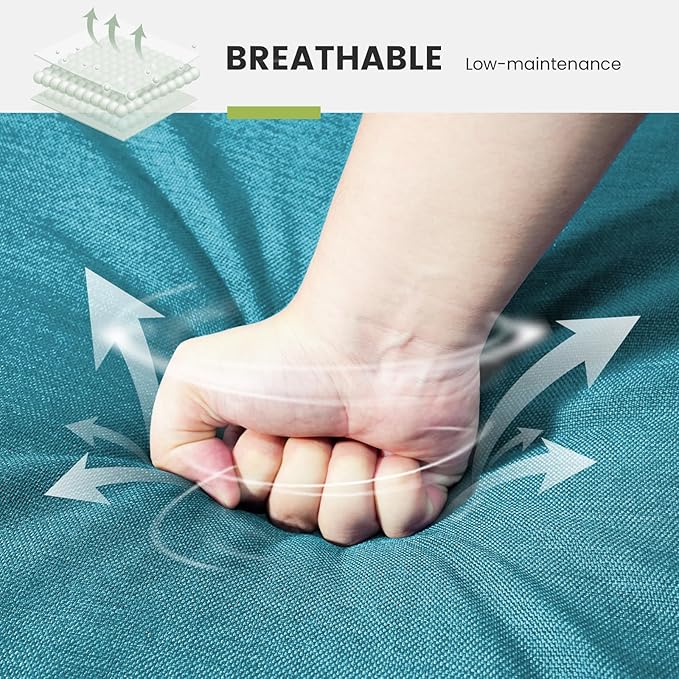 Outdoor Chair Cushions for Patio Furniture - 1 Pack Outside High Back Thick Water-Resistant Cushion 22x24 with Zipper Cover for Wicker Glider Rocking Chairs Loveseat Couch – Peacock Green/Buckle