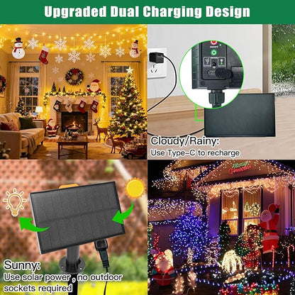 LitHome 100 LED Solar Christmas String Lights Outdoor, 33FT 34Colors Solar/USB String Lights Waterproof with Remote, 102 Modes Color Changing Christmas Light Dimmable for Xmas Tree Party Indoor Decor