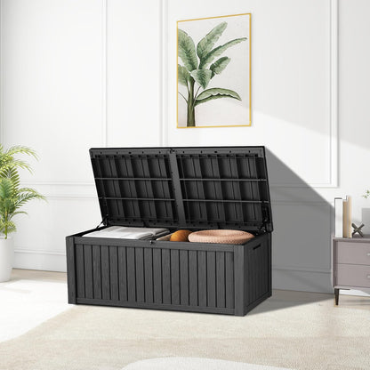 180 Gallon Patio Storage Box - Waterproof Deck Boxes & Outdoor Storage Deck Box, Lockable Resin Chest for Pool/Garden Tools, UV-Resistant, Black