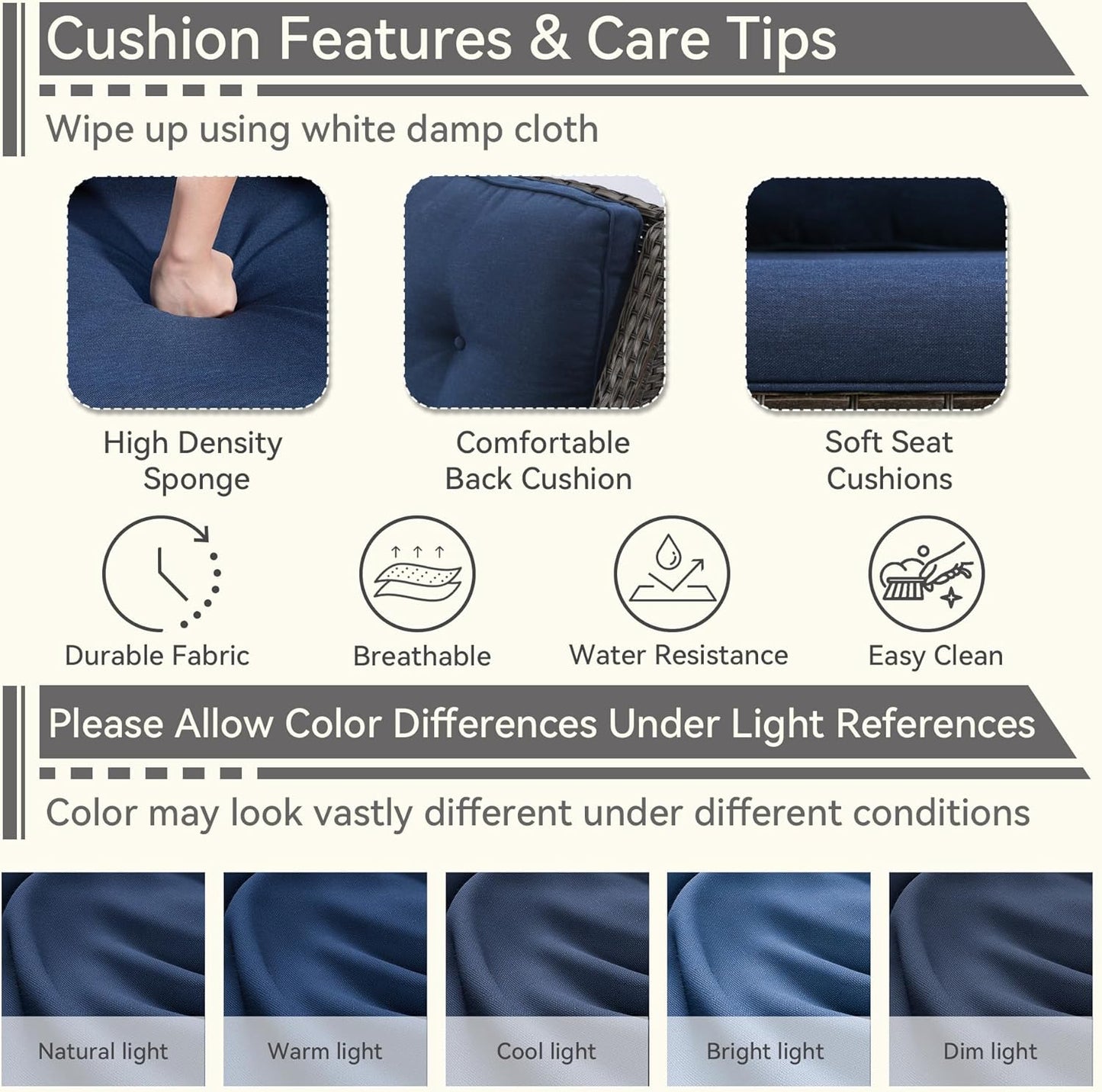 6 Pieces Outdoor Furniture Set - Patio Wicker Swivel Rocker Chair Set of 4 and 2 Side Table, Blue, Mixed Brown Rattan, Suitable for Porch, Yard