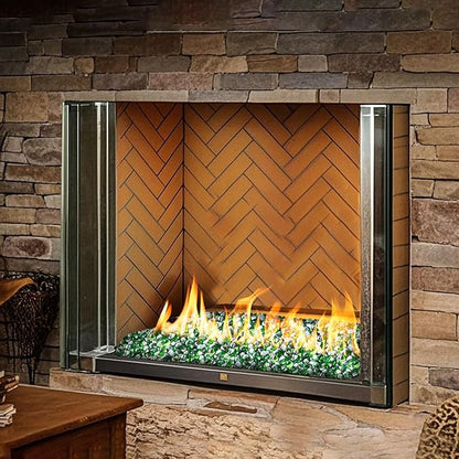 Skyflame 10-Pound Fire Glass Diamonds for Fire Pit Fireplace Landscaping, 1/2 Inch Reflective Glass Fire-Diamonds, Emerald Green