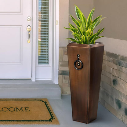 H Potter Tall Outdoor Planters Copper Large Flower Pots Indoor for Patio Balcony Garden Deck Front Porch Entryway (Antique Copper Single Small)