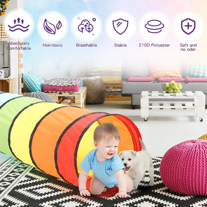 2 Pcs Play Tunnel for Kids Toddlers 6ft Multicolored Crawl Tunnel Play Tent for Baby or Pet Collapsible Gift for Boy and Girl Indoor and Outdoor Game(Classic)
