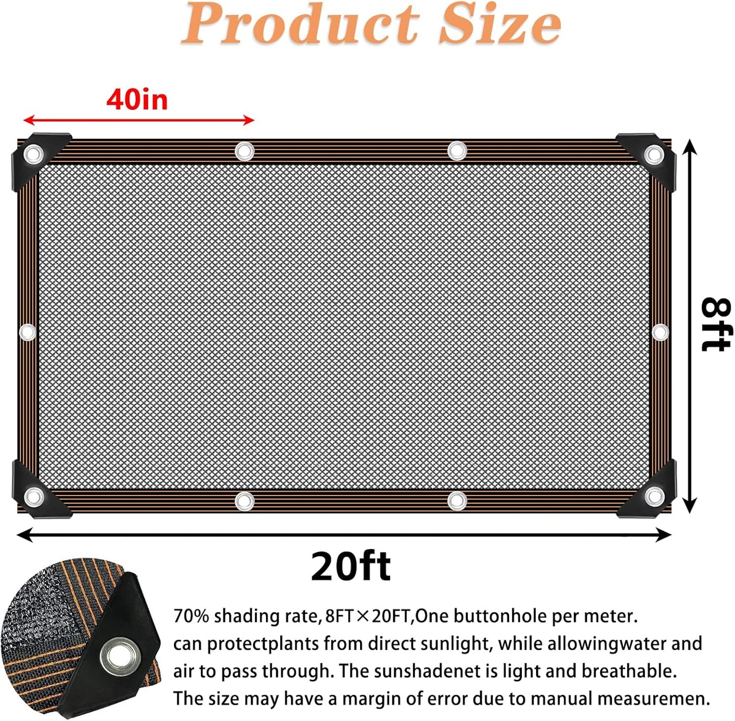 Shade Cloth - for Plants Greenhouse, 70% Sunblock Shade Sails -for Outdoor Garden Pergola Patio Lawn Pool Sun Shade Cloths for Kennel Chicken Coop Easier to Hang Plant Shade Net Cover