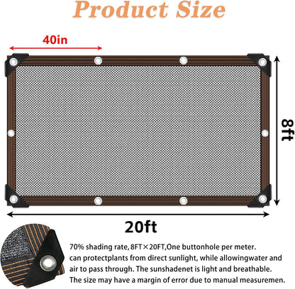 Shade Cloth - for Plants Greenhouse, 70% Sunblock Shade Sails -for Outdoor Garden Pergola Patio Lawn Pool Sun Shade Cloths for Kennel Chicken Coop Easier to Hang Plant Shade Net Cover