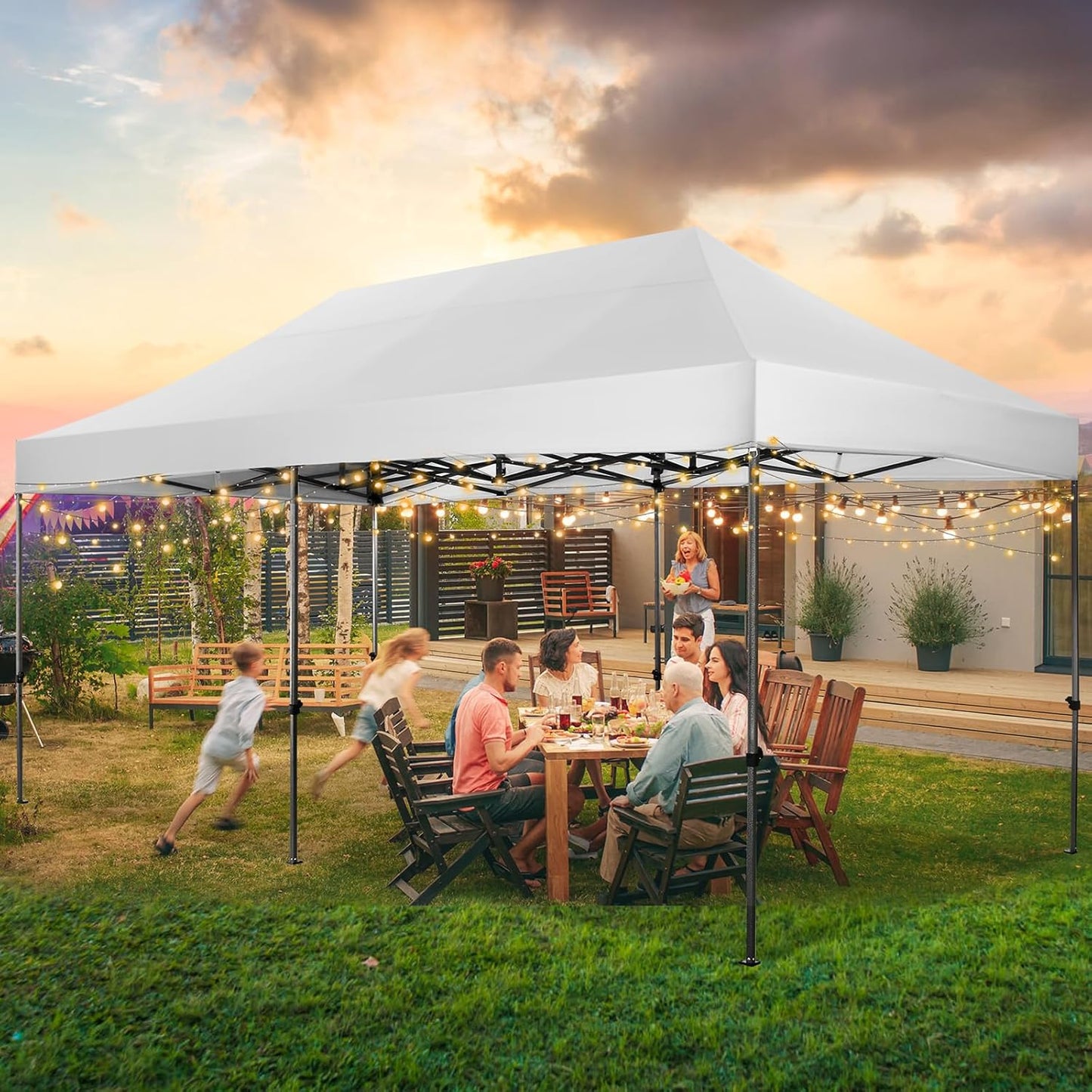 COBIZI 10x20 Pop up Canopy Tent Heavy Duty Without Sidewalls, Easy Set-up Commercial Outdoor Party Tent, 100% Waterproof Wedding Gazebo, 3 Height Adjustable with Wheeled Bag, White