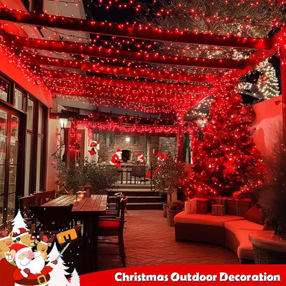 JMEXSUSS 2 Pack Red Christmas Lights Outdoor, Total 200 LED 66 FT Red Solar Lights for Outside, Solar String Lights Outdoor for Christmas Tree Yard Garden Decor