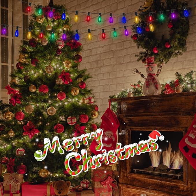 45Ft Multicolor Outdoor String Lights, ST40 Vintage Patio Lights with 32 LED Dimmable Edison Bulb (2 Spare), Christmas Colorful String Lights for Outdoor Patio Bistro Gazebo Pergola Backyard