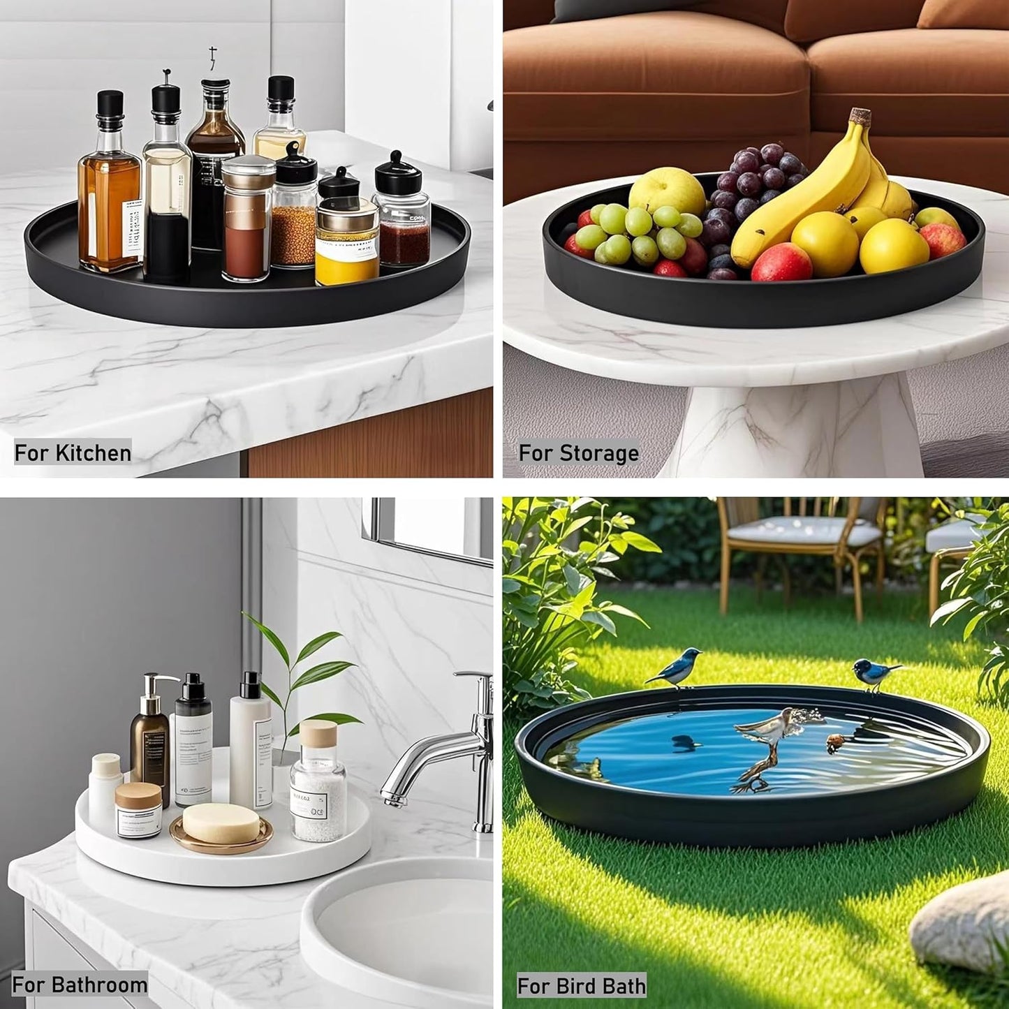 Ceramic Plant Saucer Pot Tray 10 Inch, Planter Saucers 4 5 6 7 8 9 10 11 12 13 Inch for Indoors Outdoor, Durable Sturdy Flower Drainage drip Water Tray for Glazed Pots Base (10.7 Inch-Black)