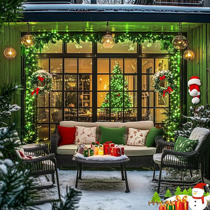 JMEXSUSS 2 Pack Green Solar Lights Outdoor, Total 200 LED 66 FT Green Christmas Lights for Outside, Solar Christmas Light Outdoor for Tree Yard Garden Decor