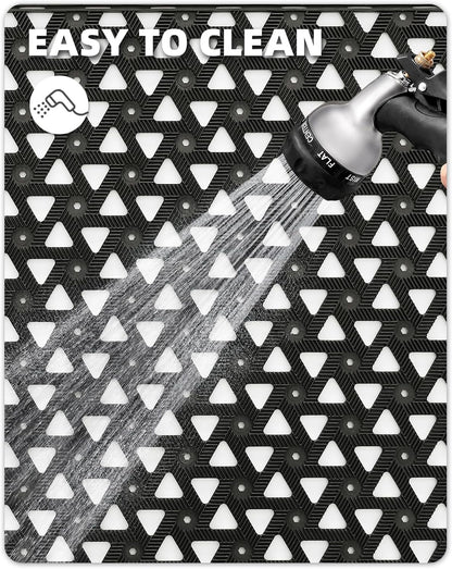 Color&Geometry Door Mat Outside Entrance with Drainage, Rubber Heavy Duty Dirt Trapper Waterproof Outdoor Welcome Mat, Outdoor Mats All Weather for Front Back Door Patio Entryway Entry, 24"X36" Black