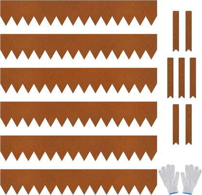 Worth Garden 20ft. Galvanized Steel Landscape Edging - 6-Pack 6.5" x 40" Metal Edging for Landscaping with 7 Stakes, Rust-Like Powder Coating Hammer-in Lawn Edging for Yard Pathway Divider