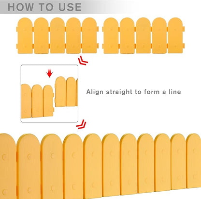 Evelyne Garden Border Edging: Wooden Fence Design - 16pcs Timber Yard Landscaping Fence Liner Lawn Edge Barrier - 20ft Kit of Decorative Lawn Landscape Panels Elements-Landscaping Edging-GMT-10374-C16