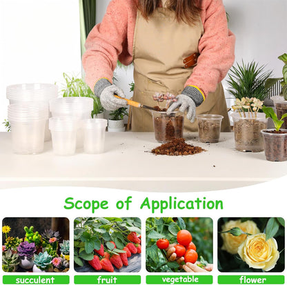 30 Pack 3.5/4/5/6/7 Inch Clear Nursery Pots with Drainage Holes, Transparent Plastic Pots for Plants, Reinforced Seed Starter Pots Flower Pots