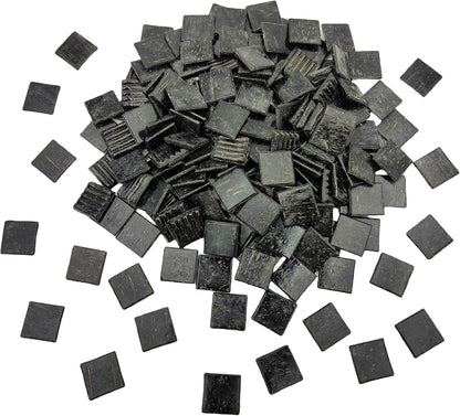 3/4 inch Quartz Glass Mosaic Tiles for Crafts, 1.1 LB, Square Mosaic Pieces for DIY Picture, Home Mosaic Decoration (Black)