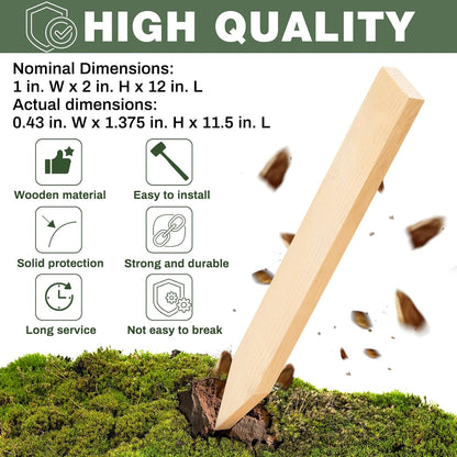 48 Pieces Wooden Garden Stakes 12 Inch Grade and Survey Stakes Wooden Garden and Sign Posts for Plant Support Silt Fence Yard Farm Survey Boundaries Baselines