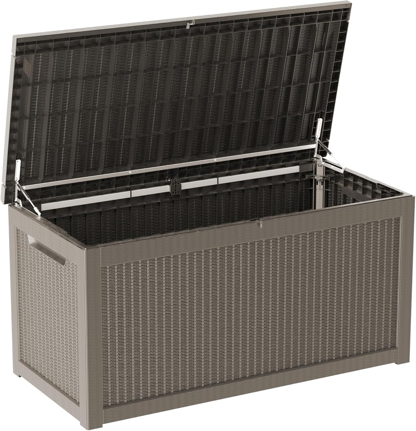 320 Gallon Lockable Resin Deck Box, Waterproof & UV-Resistant Outdoor Storage Box for Outdoor Cushion Storage, Garden Tools & Pool Accessories Storage, Gray