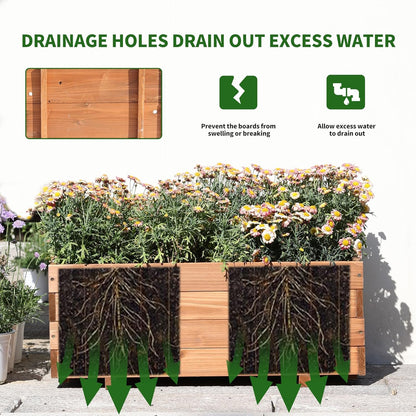 Wooden Raised Garden Bed Planter Box – Fir Wood Outdoor Vegetable, Herb & Flower Box with Drainage Holes – 31.5"x15.75"x12.6", Rot-Resistant, for Patio, Yard, Balcony