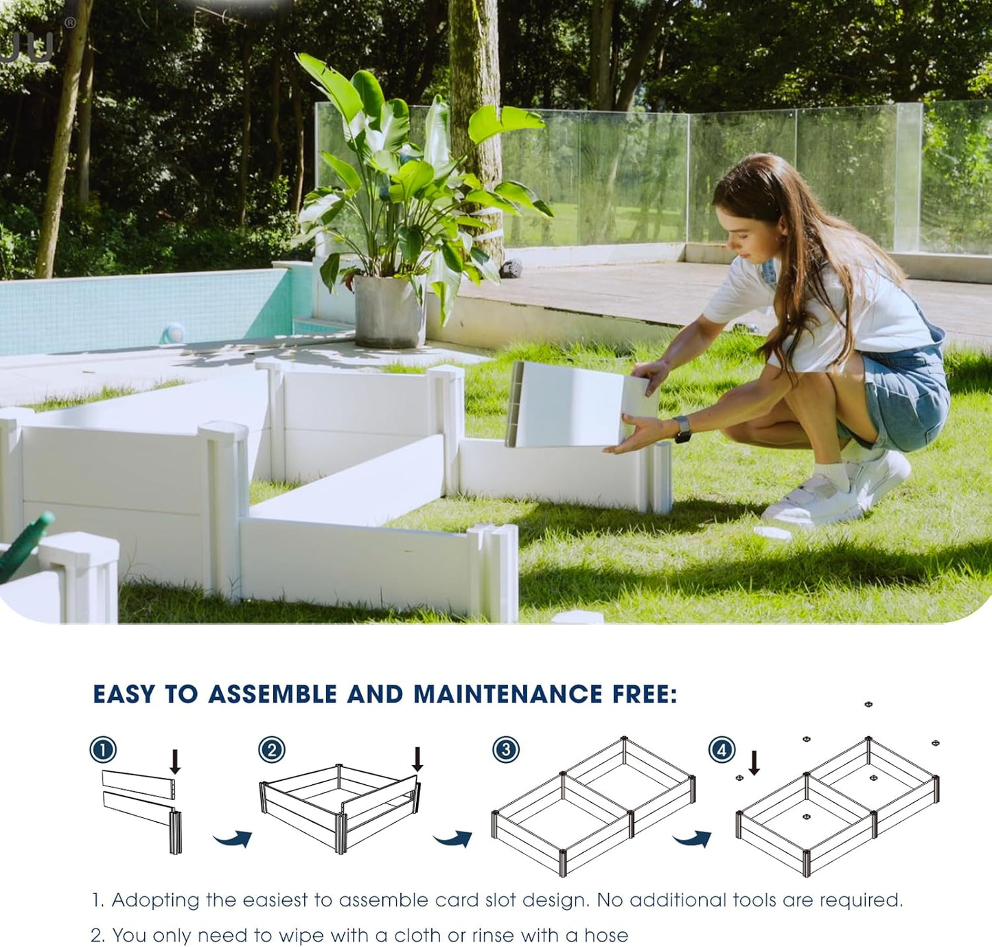 PASAMIC Durable Vinyl Raised Garden Bed, 6x3x1ft Raised Bed for Gardening, Planter Box with Open Bottom, Raised Garden Bed Outdoor, DIY Above Ground Garden Bed for Fruit, Vegetables, Herbs