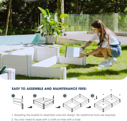 PASAMIC Durable Vinyl Raised Garden Bed, 6x3x1ft Raised Bed for Gardening, Planter Box with Open Bottom, Raised Garden Bed Outdoor, DIY Above Ground Garden Bed for Fruit, Vegetables, Herbs