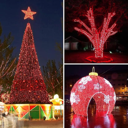 Solar Christmas String Lights Outdoor Waterproof 2PK 500LED 180FT Twinkle Lights, IP65 Waterproof Solar Powered LED Fairy Light with 8 Modes for Christmas Tree Wedding Garden Decoration, Red & White