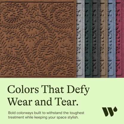 WaterHog Indoor/Outdoor Door Mat, 3' x 5', Made in USA, Durable & Skid-Resistant Front Door Rug, Decorative, Water-Trapping & Heavy-Duty Entryway Mat for Your Home, Boxwood Collection, Dark Brown
