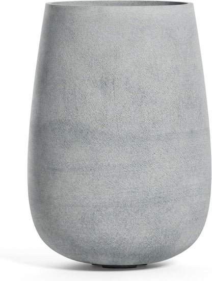 Mondo High Tall Planter – Concrete Stone Finish – Fiberglass Indoor/Outdoor and Weather-Resistant Round Planter (17.7" D x 30.9" H Exterior, 16.5" D x 30.7" H Interior)