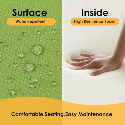 Outdoor Sunbrella Square Corner Seat Cushion, 19"x19"x3", Set of 4, Non Slip Seat Cushion Pads with Removable Cover for Patio Furniture, Garden Yard Lawn, Canvas Ginkgo