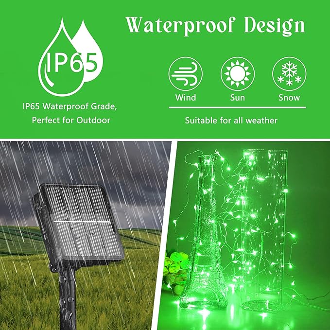Solar String Lights for Outside, 72Ft 200 LED Solar Fairy Lights with 8 Modes, Solar Powered Fairy Lights Waterproof for Christmas Tree Garden Party Wedding Decor.（Green）