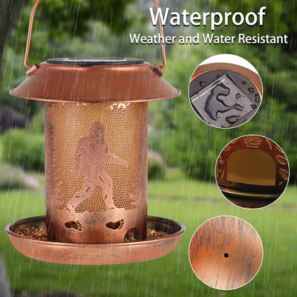 2 Pack Bird Feeders for Outdoors Bigfoot Garden Decor Gifts for Women Mom Grandma Solar Lanterns Outdoor Waterproof Metal Solar Decoration OutsideLED Lanterns for Yard, Patio, Lawn, Pathway