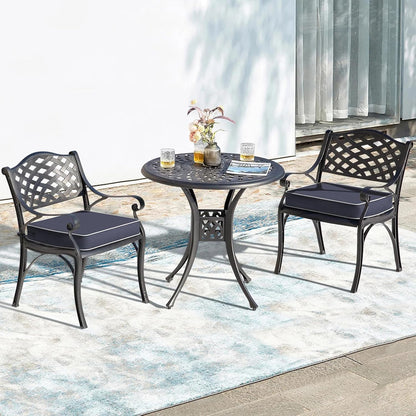 LVTXIII Patio Chair Cushions 22"x22"x3", Water-Repellent Outdoor Seat Cushions for Patio Furniture, Square Chair Pads with Ties for Home Garden Decoration, Set of 2, Textured Navy