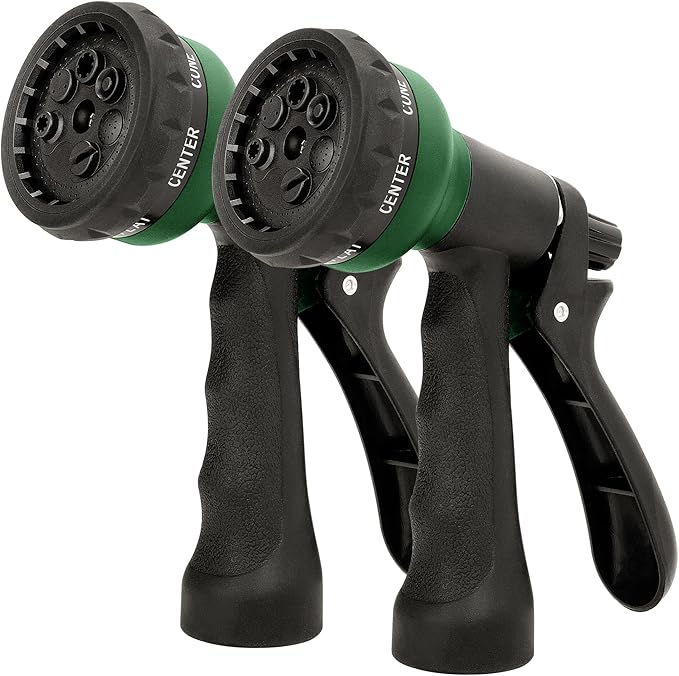 NEXCOVER Hose Nozzle 2PK, Garden Hose Nozzle with 7 Adjustable Watering Patterns, ABS Hose Nozzle Sprayer, Non-Slip Water Spray Nozzle for Watering Plants & Lawns, Cleaning, Washing Pets & Cars