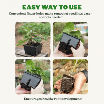 Epic Gardening Reusable Seed Starter Tray - 4 Cell 4"/16 Seedling Starter Trays - Easy Watering, Indoor Greenhouse, Plant Starter, Gardener-Friendly for Seedlings | UV-Treated & BPA-Free - Black