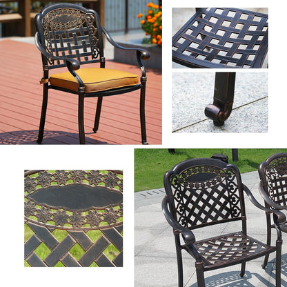 Outdoor Dining Chair Cast Aluminum Patio Chairs Set of 2 All-Weather Patio Dining Chair with Adjustable Feet for Backyard Garden (Purple Bamboo Chair)
