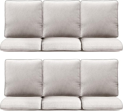 Patio Chair Cushions 6 Packs - Outside High Back Thick Water-Resistant Cushion 22x24 with Zipper Cover for Outdoor Glider Rocking Chairs Loveseat 3-Seater Couch Sofa – Beige/Regular