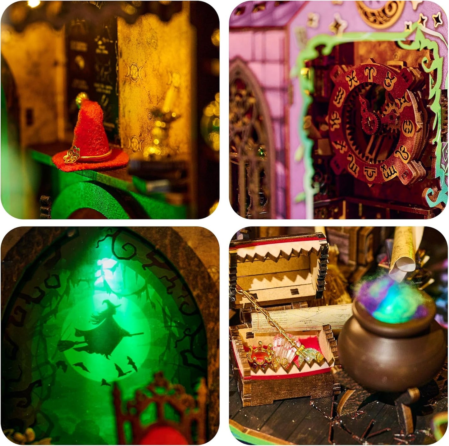 Book Nook Kit for Halloween Decorations, DIY Miniature House Kit, 3D Puzzle Halloween Decor for Adults and Teens, Dollhouse Booknook to Build Sacry Home Décor