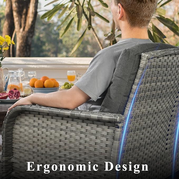 2 Pack Wicker Patio Furniture Chairs,Outdoor Rattan Chairs with Armrest Support 250 lb