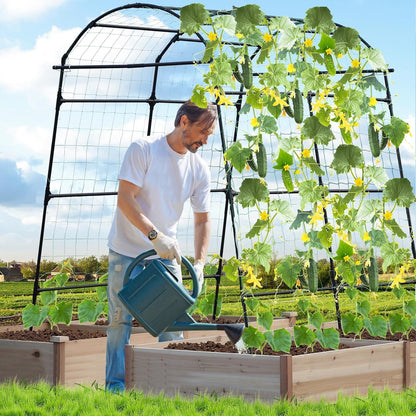 Lalahoni Garden Arch Trellis for Climbing Plants Outdoor, 7.8 Feet Tall Metal Large Archway Arbor Trellis Vine Plant Vegetables Squash Pumpkin Peas Beans Cucumber for Garden Raised Bed, Black